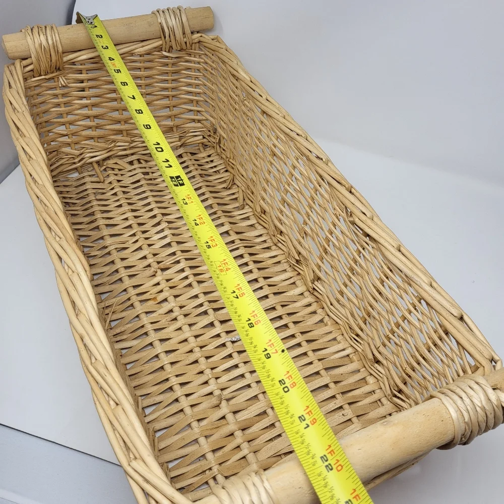 Long Wicker Basket‎ Rectangle Light Beige Cream Color Entertaining Gift Giving